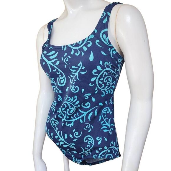 Lands' End Two-Toned Blue One-Piece Swimsuit (10) - Picture 1 of 7